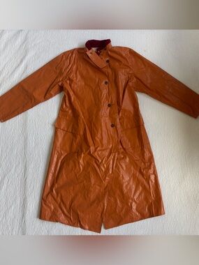 Rust Orange Long Waterproof Coat